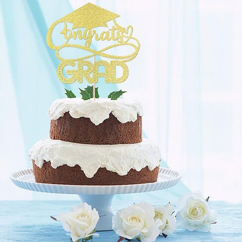 Gold Gold Glitter Grad 2025 Cake Topper ، تهانينا ديكور كعكة ، فئة 2025 ديكورات حفل التخرج لجامعة الجامعة الاحتفال بالمدرسة الثانوية لوازم الحفلة in Saudi Arabia