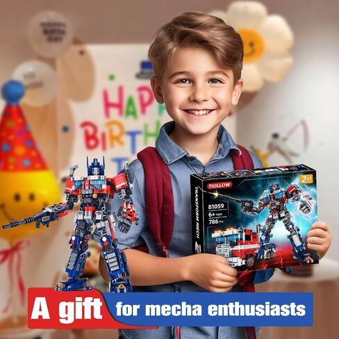 تحويل مجموعات روبوت لبنة ألعاب ， 2 في 1 تحويل مجموعة بناء شاحنة ميكانيكية ， متوافقة مع LEGO هدية عيد ميلاد عيد الميلاد للبالغين الأولاد من 8-12 (الأزرق) in Kuwait
