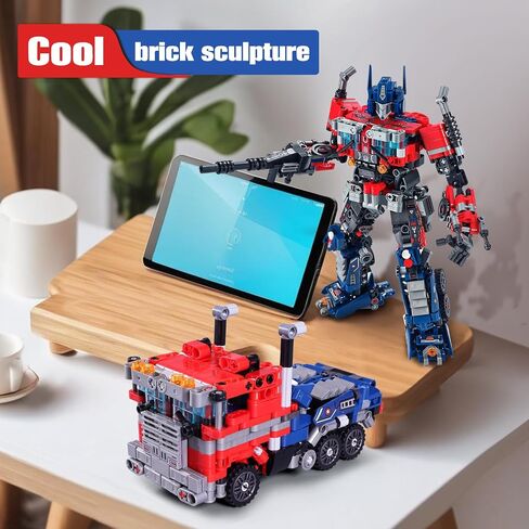 تحويل مجموعات روبوت لبنة ألعاب ， 2 في 1 تحويل مجموعة بناء شاحنة ميكانيكية ， متوافقة مع LEGO هدية عيد ميلاد عيد الميلاد للبالغين الأولاد من 8-12 (الأزرق) in Kuwait