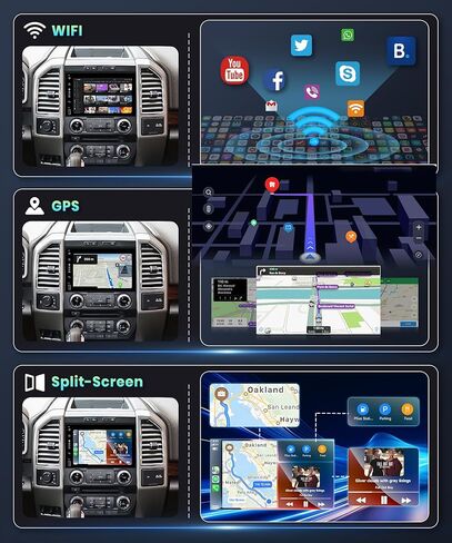 Radio for Ford F150 F250 F350 Fusion Edge Explorer Taurus Freestar Rimoody Android 13 Car Stereo 7" Touch Screen Support GPS Navigation WIFI Bluetooth FM/RDS Radio EQ 3USB Split screen + Backup Camera in Saudi Arabia