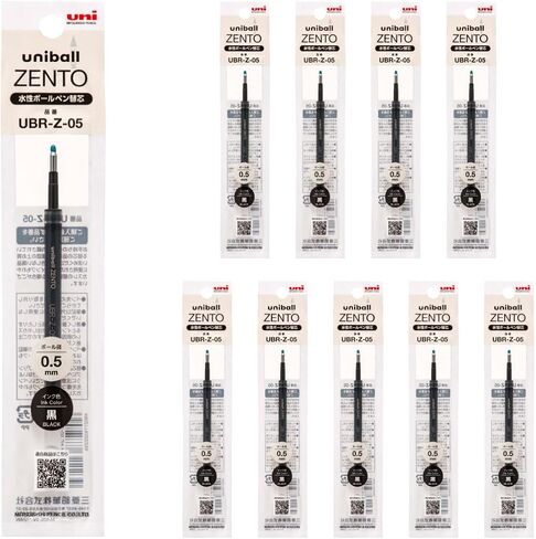 uniball ZENTO Water-Based Ink Refill UBR-Z-05, 0.5mm Fine Point, Black, Compatible with uniball ZENTO Pens, UBRZ05.24, Pack of 10 in Saudi Arabia