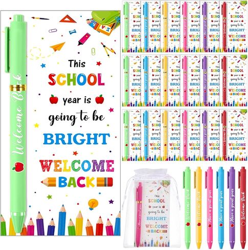 Marspark 30 اضبط الترحيب بالعودة إلى هدايا المدارس بأقلام نقاط الحبر وبطاقات المعايدة مع حقائب تويز تويز في اليوم الأول من هدايا المدارس للمعلم طالب الفصول الدراسية اللوازم اللوازم in Kuwait
