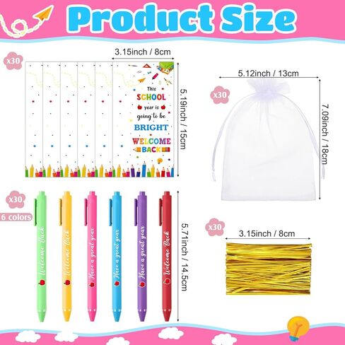 Marspark 30 اضبط الترحيب بالعودة إلى هدايا المدارس بأقلام نقاط الحبر وبطاقات المعايدة مع حقائب تويز تويز في اليوم الأول من هدايا المدارس للمعلم طالب الفصول الدراسية اللوازم اللوازم in Kuwait