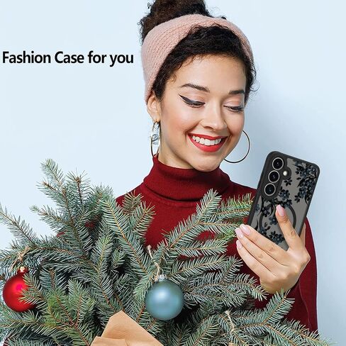 Fiyart مصمم لهاتف Samsung Galaxy S24 Ultra، تصميم زهور غير لامعة متوافق مع MagSafe، غطاء هاتف شفاف مضاد للخدش على شكل زهرة عباد الشمس للنساء والفتيات مقاس 6.8 بوصات - أسود in Saudi Arabia