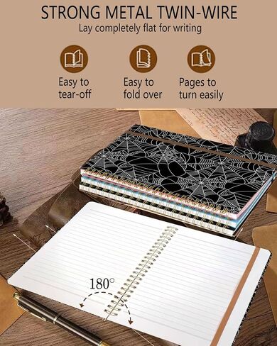 Spiral Journal Notebook, A5 Cute Notebooks for Women Men, College Ruled Hardcover Notebook for Work & Note Taking, 60 Pages Double-Wire Journals for Writing, Spider Web in Saudi Arabia