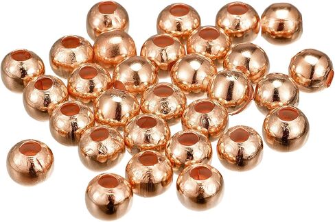 uxcell 90Pcs Smooth Round Spacer Beads, 10mm Spacer Loose Ball Beads for Jewelry Making Bracelet Necklace DIY, Copper in Saudi Arabia