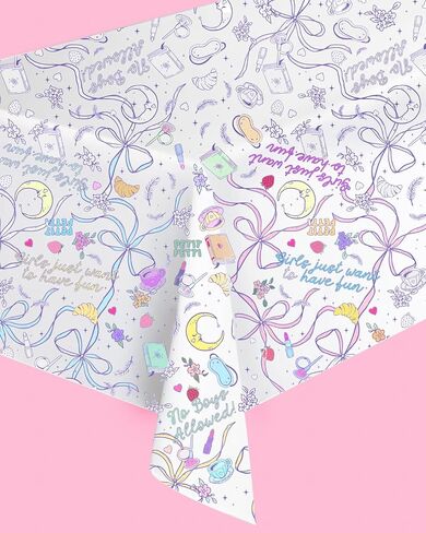 xo, Fetti Sleepover Paper Coloring Tablecloth - 9' x 4.5' | Birthday Party Decorations, Girls Tablescape, Movie Night Arts & Crafts, Kids Activity, Cute DIY Table Cover in Saudi Arabia