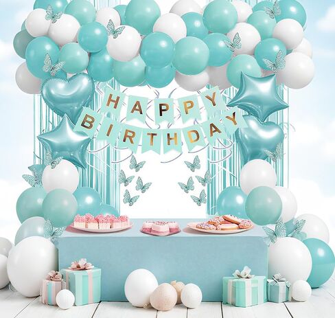 Birthday Decorations for Women Girls Tinsel Curtains 3D Bows Stickers Foil Balloons Happy Birthday Banners Pink Bows Banners Light Pink Crown in Saudi Arabia