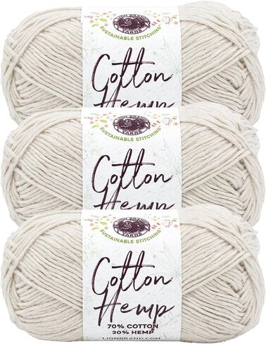 Lion Brand Yarn Cotton Hemp, Soft, Durable Yarn for Crochet and Knitting, 3 Pack, Husk in Kuwait