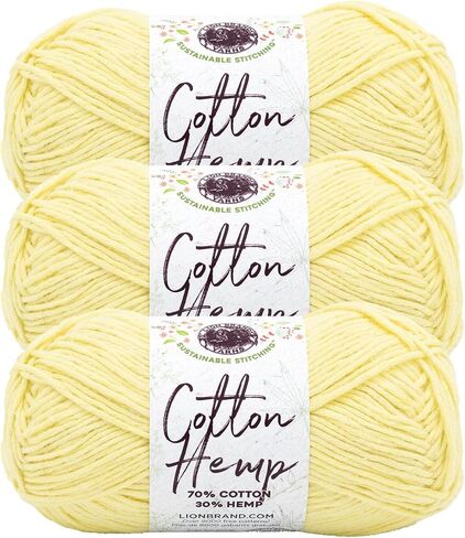 Lion Brand Yarn Cotton Hemp, Soft, Durable Yarn for Crochet and Knitting, 3 Pack, Husk in Kuwait