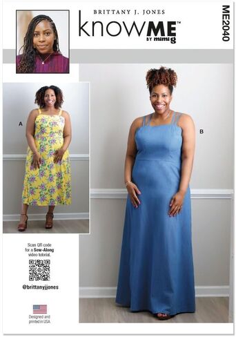 Know Me Women's Strappy Dress Sewing Pattern Kit, Design Code ME2040, Sizes 20W-22W-24W-26W-28W in Saudi Arabia