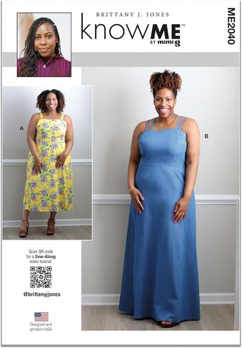 Know Me Women's Strappy Dress Sewing Pattern Kit, Design Code ME2040, Sizes 20W-22W-24W-26W-28W in Saudi Arabia