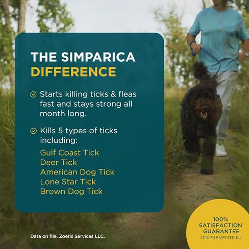 Simparica (Sarolaner) Chewables for Dogs ، 80 mg/tab ، 44.1-88 رطل (أخضر) ، 6 أقراص in Saudi Arabia
