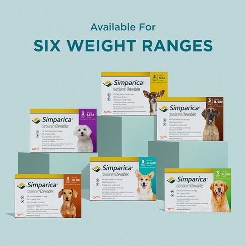 Simparica (Sarolaner) Chewables for Dogs ، 80 mg/tab ، 44.1-88 رطل (أخضر) ، 6 أقراص in Saudi Arabia