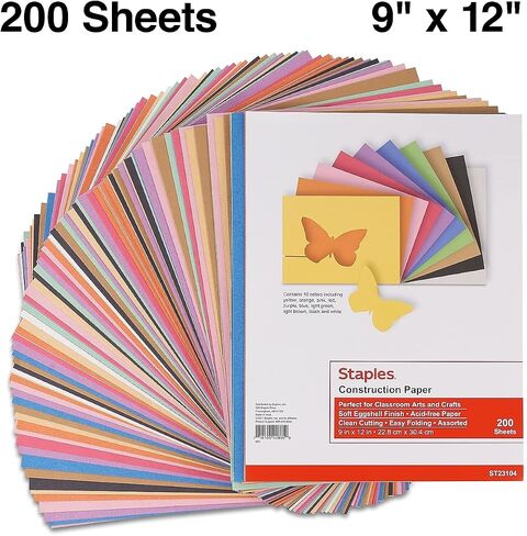 Staples 247445 ورقة البناء 9 بوصة × 12 بوصة ألوان متنوعة 200 Sh./pk (MMK01200S) in Saudi Arabia