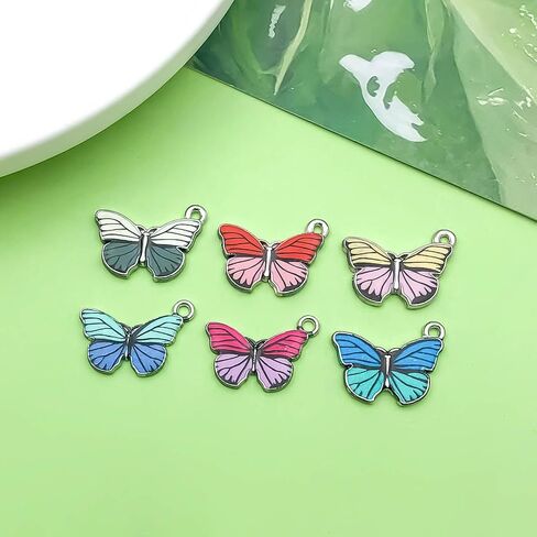 Sailanzi 30pcs Alloy enamel butterfly insect series Pendant Jewelry Making DIY Keychain Earrings Pendant Various Design Charms for Jewelry Making Bracelets Necklace (SN724) in Saudi Arabia