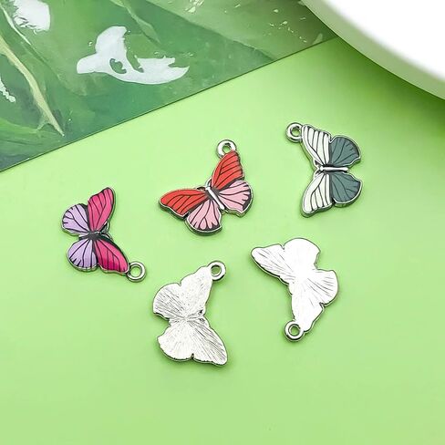 Sailanzi 30pcs Alloy enamel butterfly insect series Pendant Jewelry Making DIY Keychain Earrings Pendant Various Design Charms for Jewelry Making Bracelets Necklace (SN724) in Saudi Arabia