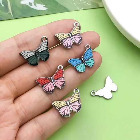 Sailanzi 30pcs Alloy enamel butterfly insect series Pendant Jewelry Making DIY Keychain Earrings Pendant Various Design Charms for Jewelry Making Bracelets Necklace (SN724) in Saudi Arabia