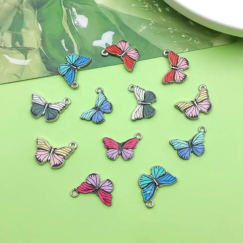 Sailanzi 30pcs Alloy enamel butterfly insect series Pendant Jewelry Making DIY Keychain Earrings Pendant Various Design Charms for Jewelry Making Bracelets Necklace (SN724) in Saudi Arabia