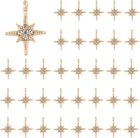 Dicosmetic Rhinestone Hexagram Charms North Star Pendants Alloy Six Point Star Pendants Light Gold Vintage Charm Charms Sealestial Charm Shiny Dangle Making Diy Making in Saudi Arabia