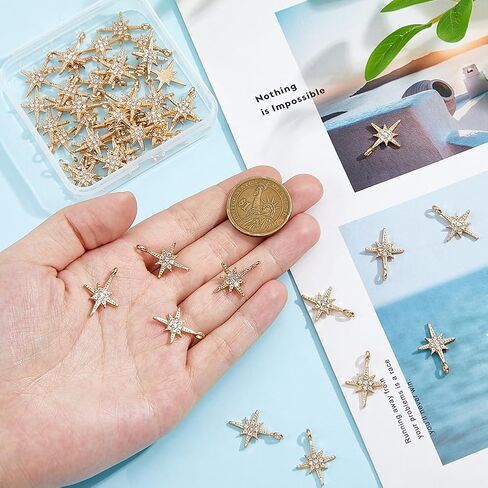 Dicosmetic Rhinestone Hexagram Charms North Star Pendants Alloy Six Point Star Pendants Light Gold Vintage Charm Charms Sealestial Charm Shiny Dangle Making Diy Making in Saudi Arabia
