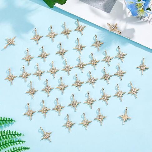 Dicosmetic Rhinestone Hexagram Charms North Star Pendants Alloy Six Point Star Pendants Light Gold Vintage Charm Charms Sealestial Charm Shiny Dangle Making Diy Making in Saudi Arabia