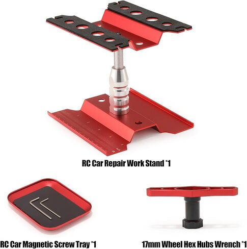 RC Car Repair Work Stand with RC Car Magnetic Screw Tray and 17mm Wheel Hex Hubs Wrench Compatible with 1:8 1/10 Scale RC Car Truck Off Road Buggy Rock Crawler Touring Drift (Black) in Saudi Arabia