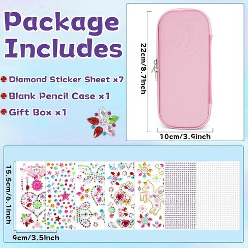 Gem Diamond Stickers Painting Crafts Decorate Your Own DIY Pencil Case for Girls Back to School Fun Creative Arts Crafts for Age 8-12 Birthday Gifts Toys Art Game Activities Age 4-6-8-10(Purple) in Saudi Arabia