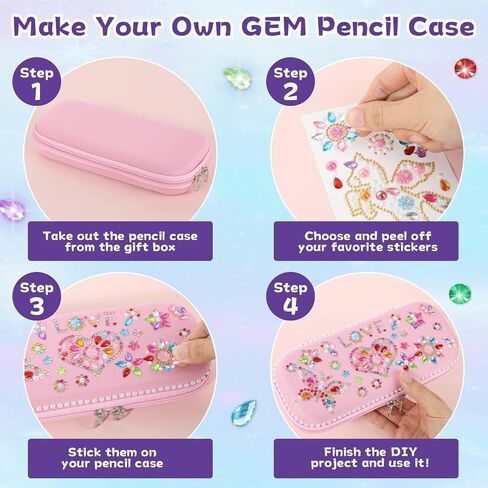 Gem Diamond Stickers Painting Crafts Decorate Your Own DIY Pencil Case for Girls Back to School Fun Creative Arts Crafts for Age 8-12 Birthday Gifts Toys Art Game Activities Age 4-6-8-10(Purple) in Saudi Arabia