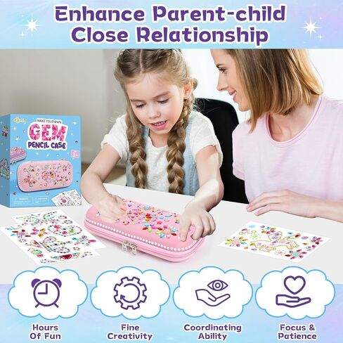 Gem Diamond Stickers Painting Crafts Decorate Your Own DIY Pencil Case for Girls Back to School Fun Creative Arts Crafts for Age 8-12 Birthday Gifts Toys Art Game Activities Age 4-6-8-10(Purple) in Saudi Arabia