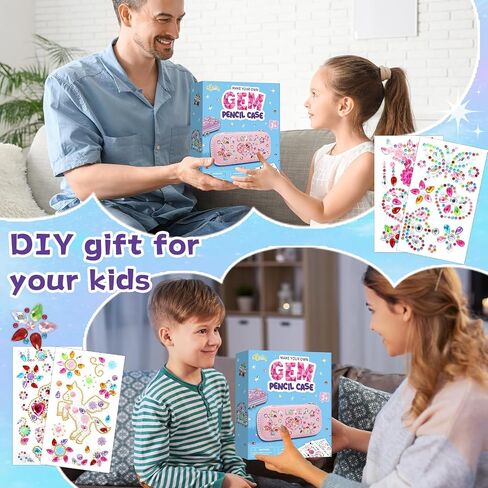 Gem Diamond Stickers Painting Crafts Decorate Your Own DIY Pencil Case for Girls Back to School Fun Creative Arts Crafts for Age 8-12 Birthday Gifts Toys Art Game Activities Age 4-6-8-10(Purple) in Saudi Arabia