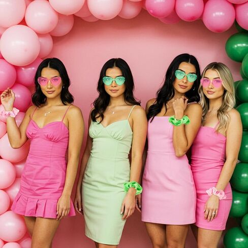 24 PCS Witch Party Tavid Supplies Hair Scrunchies and Sunglasses 12 Scrunchies Scrunchies 12 Screaties 12 نظارة على شكل قلب لصالح حفل الساحرة (الوردي ، الأخضر الفاتح) in Saudi Arabia