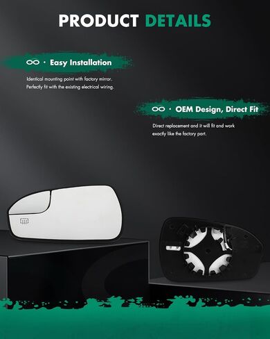 SCITOO Side Mirror Replacement Glass Passenger Right Side Mirror Glass Power Heated Convex Fits for 2003-2006 for Ford Expedition in Saudi Arabia