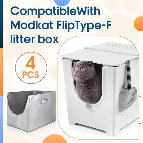 Aliceset 6 Pack Back Breadlies متوافقة مع Modkat Flip Bost Box Liners Type F ، بطانات فضلات قابلة لإعادة الاستخدام مع مقابض محفورة مقاومة للماء. in Saudi Arabia