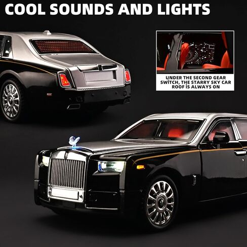 Car Toys for Boys 1/18 Diecast Cars Phantom Model Car Kits Collectible Suitability for Children and Adults,Pull Back Cars with Light and Sound,Toy Cars for Boys Age 4-7（Silver） in Saudi Arabia
