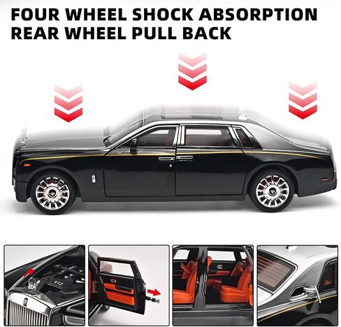 Car Toys for Boys 1/18 Diecast Cars Phantom Model Car Kits Collectible Suitability for Children and Adults,Pull Back Cars with Light and Sound,Toy Cars for Boys Age 4-7（Silver） in Saudi Arabia