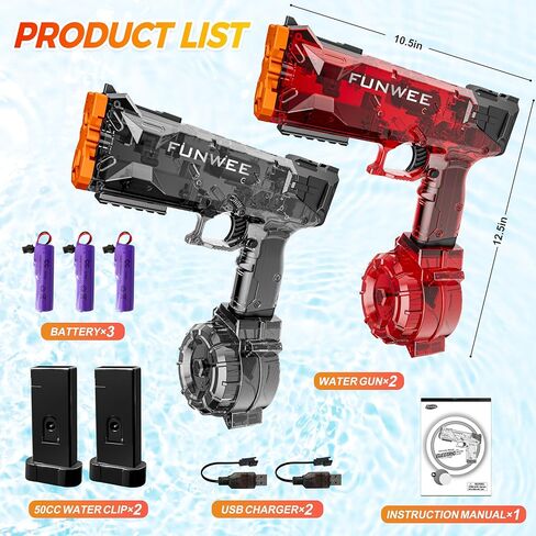 2025 ترقية جديدة 2 عبوة مدافع مياه كهربائية للأطفال البالغين ، ومسدس بخات ، ومسدس مائي تلقائي قوي ، وعالي المدى طويل المدى أقوى مكبر للمياه ، ولعب مياه البركة الخارجية في الهواء الطلق in Kuwait