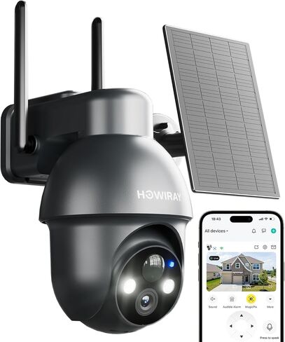Solar Security Cameras Wireless Outdoor-100% Wire-Free Battery Powered Camera for Home Security,WiFi Home Camera Surveillance Indoor System with 2K Color Night Vision,Alarm,2-Way Audio (White) in Saudi Arabia