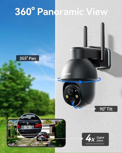 Solar Security Cameras Wireless Outdoor-100% Wire-Free Battery Powered Camera for Home Security,WiFi Home Camera Surveillance Indoor System with 2K Color Night Vision,Alarm,2-Way Audio (White) in Saudi Arabia