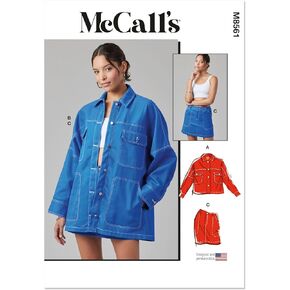 McCall's Misses' Jacket in Two Lengths and Skirt Sewing Pattern Packet, Design Code M8561, 8-10-12-14-16, Multicolor