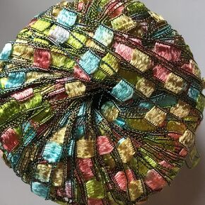 Berlini Ladder Ribbon Maxi Yarn #128 Touch of Spring 50 Gram 98 Yards Green Blue Pink Yellow
