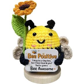 Emotional Support Crochet Positive Sunflower Plant Appreciation Messages Gifts, Positive Emotional Handmade Crochet Plants Decor Stuff Gifts for Women Men Friends