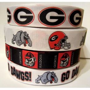 GROSGRAIN GEORGIA BULLDOGS FOOTBALL RIBBON LOT 4 HAIR BOWS 4 YARDSSHIPS FREE supply:libbstir
