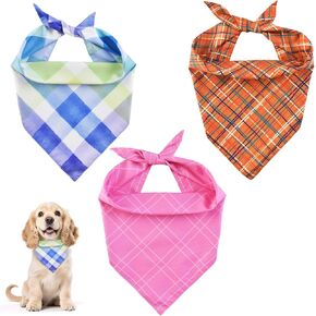 Dog Bandanas 3 Pack, Summer Dog Bandana Floral Printing, Medium Dog Scarf Triangle Bibs Scarf for Boys and Girls Grooming Costume