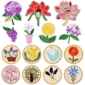 Cherry Iron On Patches for Girls 15pcs Red Cute Fruit Sew On Embroidered Applique for Hats, Shirts, Jeans, Vest, Tote Bags Heat Press