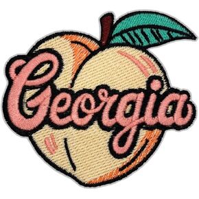 Georgia Peach Patch – 2.8 inches, Cool Heritage Georgia Patch – Embroidered State Patches Iron On/Sew On for Jackets