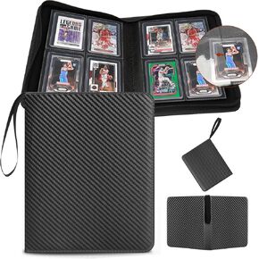 Toploader Binder 4 Pocket, HYMENEX Top Loader Card Storage Holds 96 Cards Toploader Card Binder for Trading Cards 3" x 4" Rigid Card Holders and Sports Cards Organized
