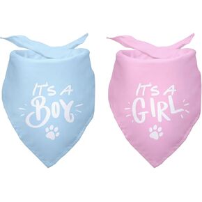 It’s A Boy It's A Girl Gender Reveal Baby Announcement Dog Bandana Pregnancy Announcement Photo Prop Pet Scarf Decorations Accessories for Dog Lovers Pack of 2