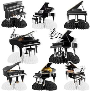 Kreatwow Music Piano Party Decorations 8pcs Music Piano Honeycomb Centerpieces Piano Birthday Decorations Music Themed Table Decorations Party Supply Music Note Party Musical Birthday Baby Shower