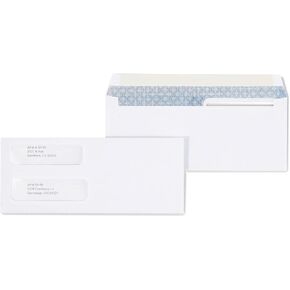 Staples Business Letter Envelopes, Double-Window, Laser Check Security-Tinted, Gummed Closure, 8-7/8 x 3-5/8 Inch, 500-Pack, White